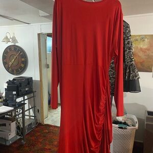 Elegant Red Long Sleeve Dress